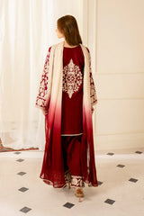 BrandsInn-3PC LAWN EMBROIDERED SHIRT WITH CHIFFON TYE & DYE DUPATTA AND TROUSER -BI-4656