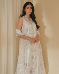 BrandsInn-ORGANZA HAMNDMADE EMBLISHED EMBROIDERED FRONT SHIRT WITH ORGANZA EMBROIDERED READY TO WEAR DUPATTA-BI-436