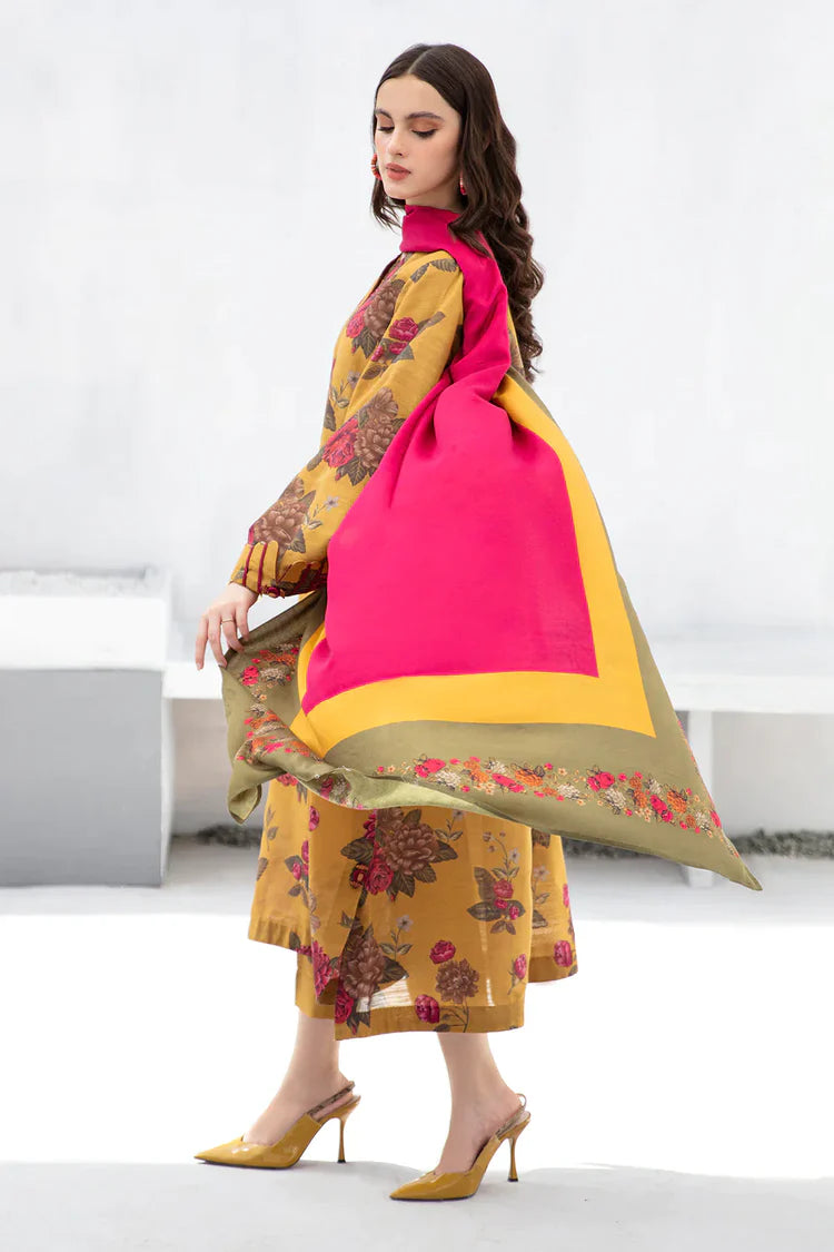 BrandsInn-3PC KHADDAR PRINTED SHIRT WITH KHADDAR PRINT DUPATTA AND PRINT TROUSER-BI-2619