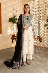BrandsInn-3PC DHANAK EMBROIDERED SHIRT WITH CHIFFON EMBROIDERED DUPATTA AND EMB TROUSER-BI-4154