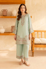 BrandsInn-2PIECE DHANAK EMBROIDERED SHIRT WITH DHANAK EMB SLEEVES-BI-15026