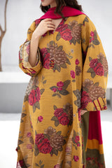BrandsInn-3PC KHADDAR PRINTED SHIRT WITH KHADDAR PRINT DUPATTA AND PRINT TROUSER-BI-2619