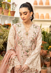 BrandsInn-3PC LAWN CHIKAN EMBROIDERED SHIRT WITH KHADDI NET EMBROIDERED DUPATTA AND TROUSER-BI-4767
