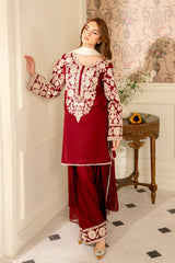 BrandsInn-3PC LAWN EMBROIDERED SHIRT WITH CHIFFON TYE & DYE DUPATTA AND TROUSER -BI-4656