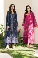 BrandsInn-3PC DHANAK SEQUIN EMBROIDRED SHIRT WITH COURTRAI PRINTED EMB SHAWL AND TROUSER-BI-4125