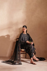 BrandsInn-3PC LAWN EMBROIDERED SHIRT WITH CHIFFON EMBROIDERED DUPATTA AND TROUSER-BI-4849