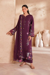 BrandsInn-3PC LAWN EMBROIDERED SHIRT WITH KHAADI NET EMBROIDERED DUPATTA AND TROUSER-BI-4833