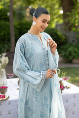 BrandsInn-3PC DHANAK EMBROIDERED SHIRT WITH CHIFFON EMBROIDERED DUPATTA AND TROUSER-BI-5177
