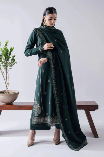 ASIM JOFA-3PC DHANAK EMBROIDERED SHIRT WITH DHANAK EMBROIDERED SHAWL & TROUSER-BI-4169