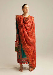 BrandsInn-3PC DHANAK EMBROIDERED SHIRT WITH COURTRAI PRINTED SHAWL AND TROUSER-BI-