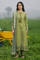 BrandsInn-3PC LAWN EMBROIDERED SHIRT WITH CHIFFON PRINTED DUPATTA AND TROUSER-BI-4509