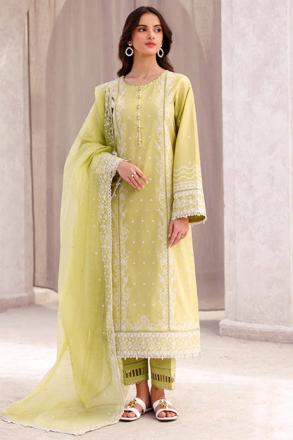 BrandsInn-3PC LAWN EMBROIDERED SHIRT WITH ORGANZA EMBROIDERED DUPATTA AND LAWN TROUSER-BI-298