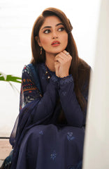 BrandsInn-3PC DHANAK EMBROIDERED SHIRT WITH COURTRAI WOOL PRINTED SHAWL & TROUSER-BI-4020