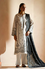BrandsInn - 3PC DHANAK EMBROIDERED SHIRT WITH DHA COUTURE WOOL PRINT SHAWL AND TROUSER-BI-4088