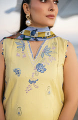 BrandsInn-3PC LAWN EMBROIDERED SHIRT WITH CHIFFON PRINTED DUPATTA AND TROUSER-BI-4850