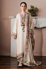 BrandsInn-3PC KARANDI EMBROIDERED SHIRT WITH KARANDI EMB SHAWL AND EMB TROUSER-BI-5213