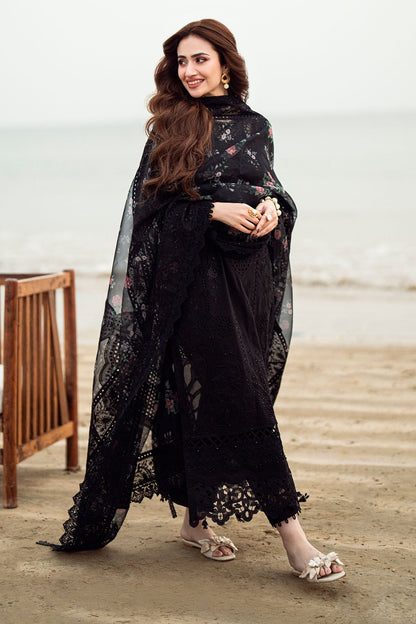 BrandsInn-3PC LAWN CHIKENKARI LASER EMBROIDERED SHIRT WITH ORGANZA EMBROIDERED PRINT DUPATTA-104