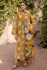 BrandsInn-3PC KHADDAR PRINTED SHIRT WITH KHADDAR PRINTED DUPATTA AND PRINT TROUSER-BI-2642