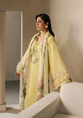 BrandsInn-3PC DHANAK EMBROIDERED SHIRT WITH COUTRAI PRINTED SHAWL AND TROUSER-BI-5221