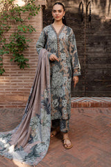 BrandsInn-3PC KHADDAR PRINTED SHIRT WITH KHADDAR PRINTED DUPATTA AND PRINT TROUSER-BI-2648