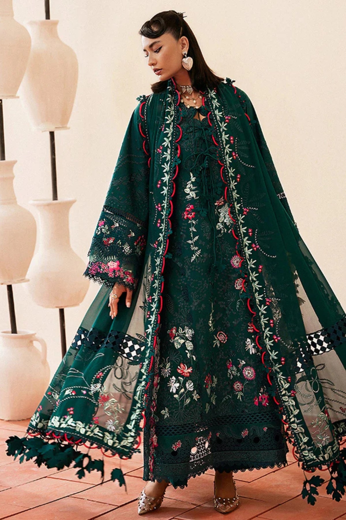BrandsInn-3PC LAWN EMBROIDERED SHIRT WITH ORGANZA EMBROIDERED DUPATTA AND TROUSER -BI-4733