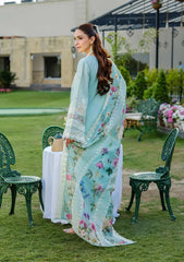BrandsInn-3PC LAWN CHIKANKAARI EMBROIDERED SHIRT WITH CHIFFON PRINTED DUPATTA AND TROUSER-BI-4757