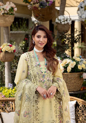 BrandsInn-3PC LAWN CHIKANKARI EMBROIDERED SHIRT WITH KHAADI NET EMB DUPATTA AND EMB TROUSER-BI-4601