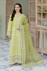 BrandsInn-3PC LAWN EMBROIDERED SHIRT WITH ORGANZA EMBROIDERED DUPATTA & TROUSER-BI-358
