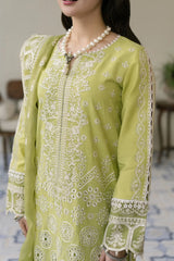 BrandsInn-3PC LAWN EMBROIDERED SHIRT WITH ORGANZA EMBROIDERED DUPATTA & TROUSER-BI-358