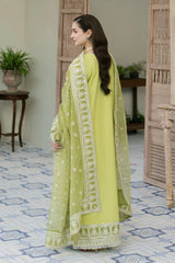 BrandsInn-3PC LAWN EMBROIDERED SHIRT WITH ORGANZA EMBROIDERED DUPATTA & TROUSER-BI-358