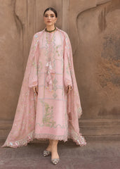 BrandsInn-3PC DHANAK EMBROIDERED SHIRT WITH WOOL PRINTED EMB SHAWL AND TROUSER-BI-5190