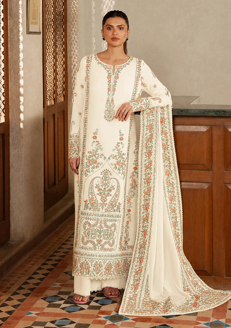 BrandsInn-3PC DHANAK EMBROIDERED SHIRT WITH DHANAK EMB SHAWL AND TROUSER-BI-5208