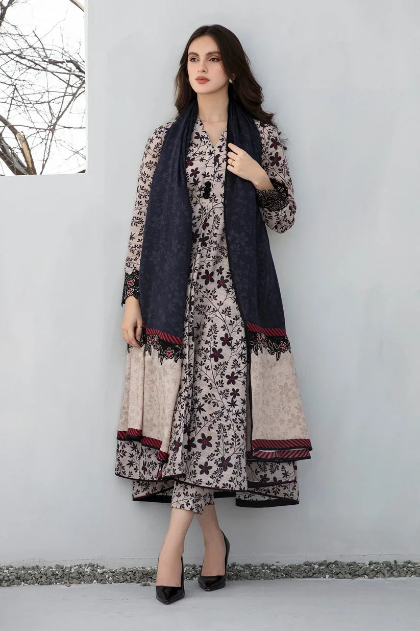 BrandsInn-3PC KHADDAR PRINTED SHIRT WITH KHADDAR PRINT DUPATTA AND PRINT TROUSER-BI-4189
