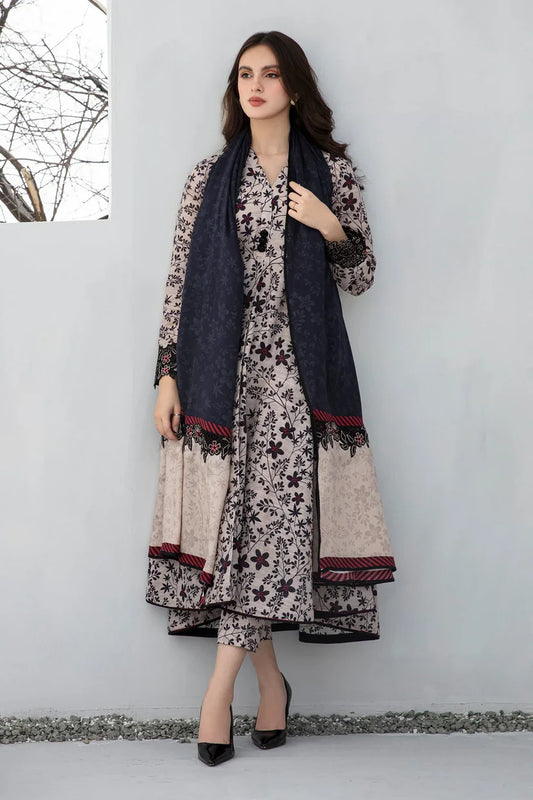 BrandsInn-3PC KHADDAR PRINTED SHIRT WITH KHADDAR PRINT DUPATTA AND PRINT TROUSER-BI-4189