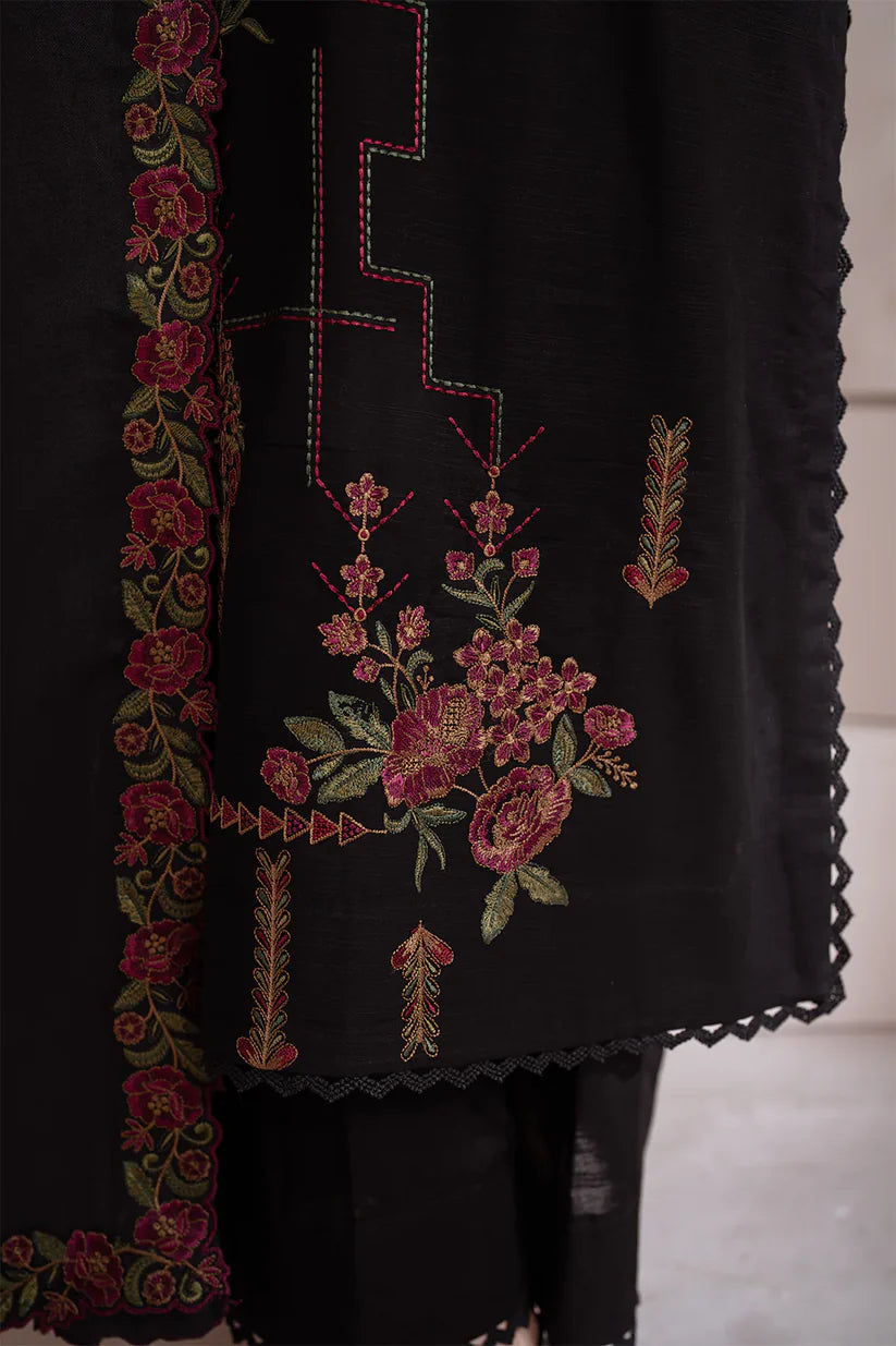 BrandsInn-3PC DHANAK EMBROIDERED SHIRT WITH CHIFFON EMBROIDERED SHAWL & TROUSER-BI-4106