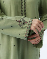 BrandsInn-2PC DHANAK EMBROIDERED SHIRT WITH DHANAK EMBROIDRED SLEEVES-BI-143