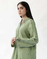 BrandsInn-2PC DHANAK EMBROIDERED SHIRT WITH DHANAK EMBROIDRED SLEEVES-BI-143