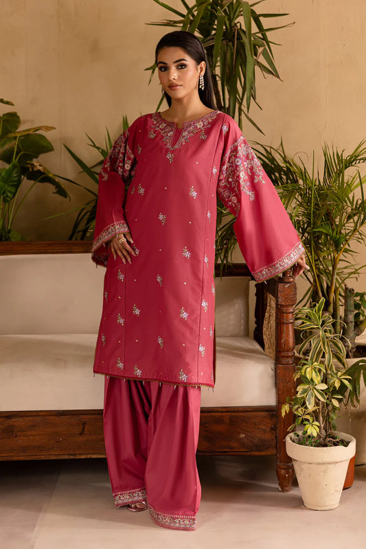 BrandsInn-2PC DHANAK EMBROIDERED SHIRT & EMBROIDERED TROUSER-BI-4180