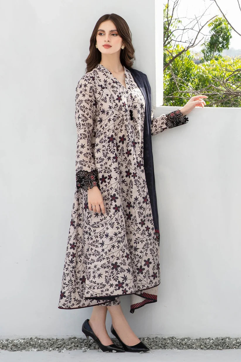 BrandsInn-3PC KHADDAR PRINTED SHIRT WITH KHADDAR PRINT DUPATTA AND PRINT TROUSER-BI-4189