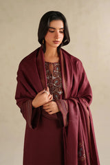BrandsInn-3PC DHANAK EMBROIDERED SHIRT WITH DHANAK EMBROIDERED SHAWL AND EMB TROUSER -BI-5164
