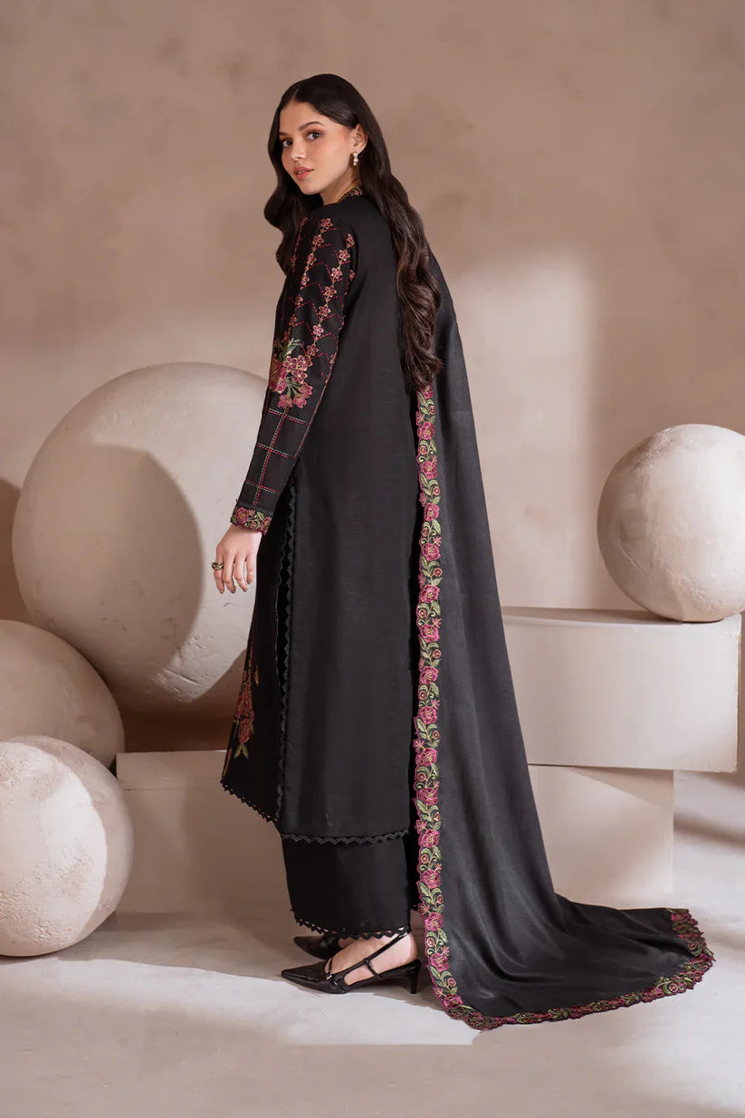 BrandsInn-3PC DHANAK EMBROIDERED SHIRT WITH CHIFFON EMBROIDERED SHAWL & TROUSER-BI-4106