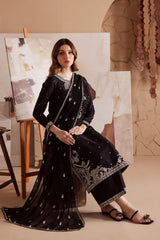 BrandsInn-3PC DHANAK EMBROIDERED SHIRT WITH CHIFFON EMBROIDERED DUPATTA AND TROUSER -BI-4138