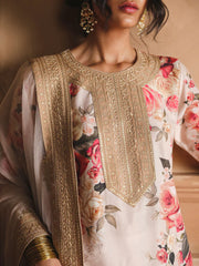 BrandsInn-3PC SHAMOZE SILK PRINTED EMBROIDERED SHIRT WITH SOFT SILK PRINTED EMB DUPATTA & EMB TROUSER BI-1721
