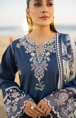BrandsInn-3PC LAWN EMBROIDERED SHIRT WITH CHIFFON PRINT DUPATTA AND EMB TROUSER-BI-4845