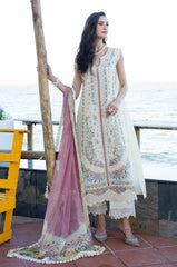 BrandsInn-3PC LAWN HEAVY EMBROIDERED SHIRT WITH CHIFFON PRINTED DUPATTA AND TROUSER-BI-4862