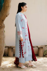 BrandsInn-3PC DHANAK EMBROIDERED SHIRT WITH CHIFFON DUPATTA AND TROUSER BI-4215