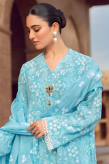 BrandsInn-3PC LAWN EMBROIDERED SHIRT WITH CHIFFON EMBROIDERED DUPATTA AND TROUSER-BI-4752