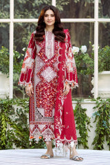 BrandsInn-3PC LAWN HEAVY EMBROIDERED SHIRT WITH KHADDI NET EMBROIDERED DUPATTA & LAWN TOUSER-BI-4724
