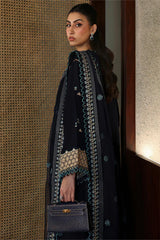 BrandsInn-3PC DHANAK EMBROIDERED SHIRT WITH DHANAK EMBROIDRED SHAWL & TROUSER -BI-4181