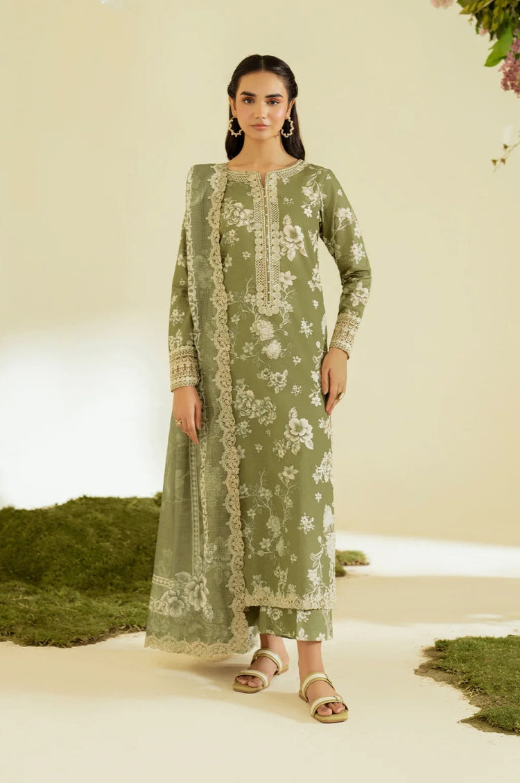 BrandsInn-3PC LAWN DIGITAL PRINTED EMB SHIRT WITH SILK PRINTED EMB DUPATTA AND PRINTED TROUSER-BI-001